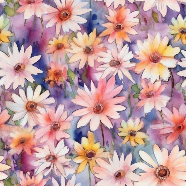 Watercolor Wildflower Seamless Pattern: Boho Farmhouse Design (Digital Download), photo 2 of 2