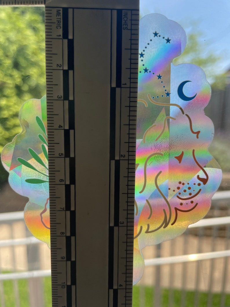 Leo Zodiac Suncatcher: Holographic Rainbow Window Sticker, photo 8 of 8