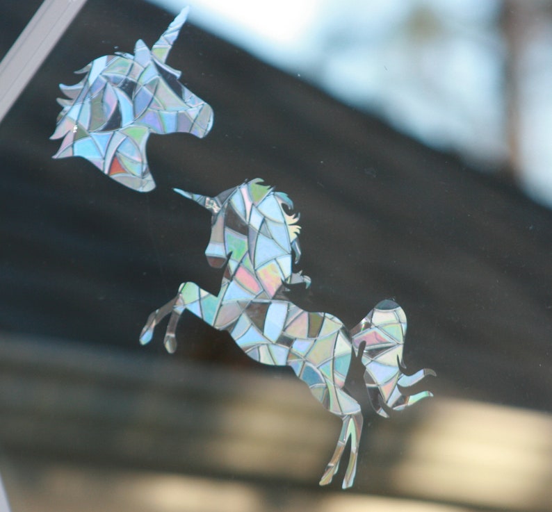 Unicorn Window Clings. Sun Catcher. Rainbow Prism Decoration. Static Window Cling. 8…, photo 3 of 10