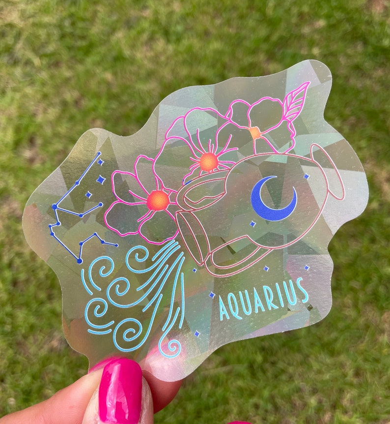 Aquarius Suncatcher: Holographic Rainbow Window Sticker, photo 1 of 10
