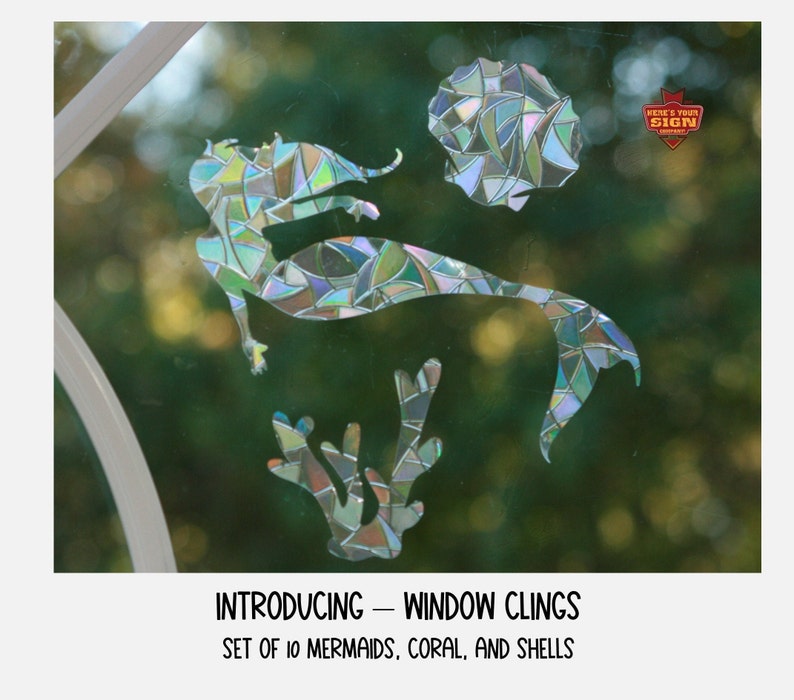 Mermaids, Shells and Coral Window Clings - 10 total with bonuses! Sun Catcher. Rainbow…, photo 1 of 10
