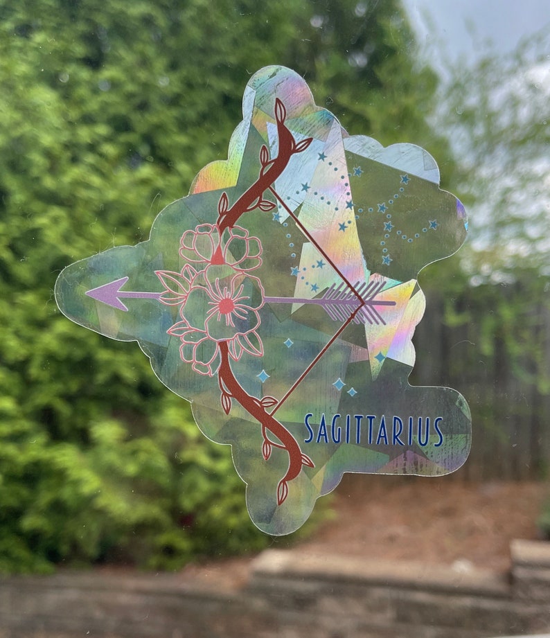 Sagittarius Suncatcher: Holographic Rainbow Window Sticker, photo 2 of 9