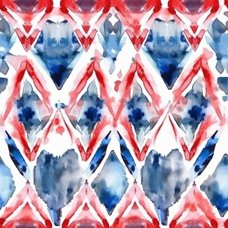 Patriotic Watercolor Seamless Pattern: July 4th, Memorial Day (Digital Download), photo 2 of 2