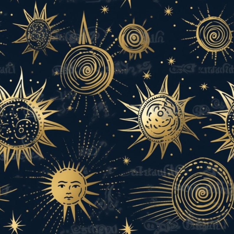 Celestial Sun Seamless Pattern: Boho Farmhouse Style (Digital Download), photo 2 of 2