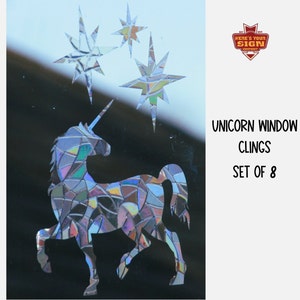 Unicorn Window Clings. Sun Catcher. Rainbow Prism Decoration. Static Window Cling. 8 Decals with bonuses!