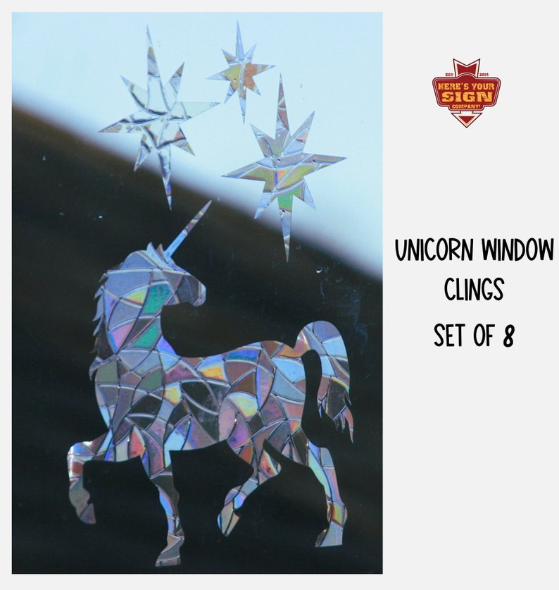 Unicorn Window Clings. Sun Catcher. Rainbow Prism Decoration. Static Window Cling. 8…, photo 1 of 10
