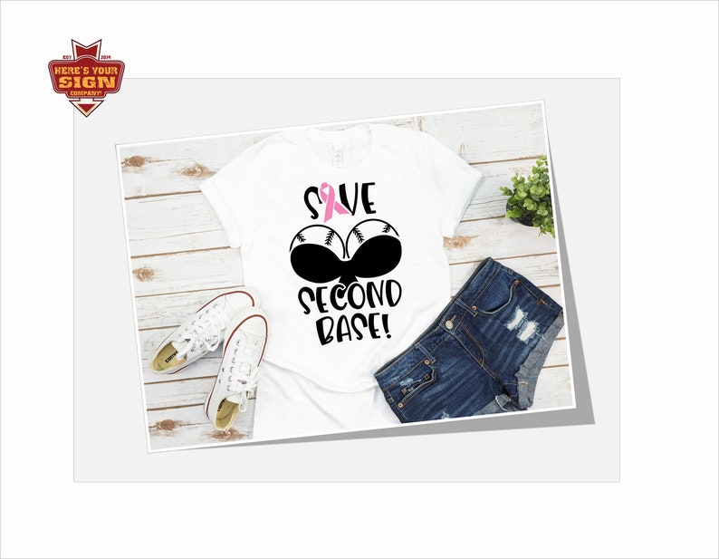 Save Second Base Funny Breast Cancer SVG, JPG, EPS. Cancer Awareness Digital Download for…, photo 3 of 3