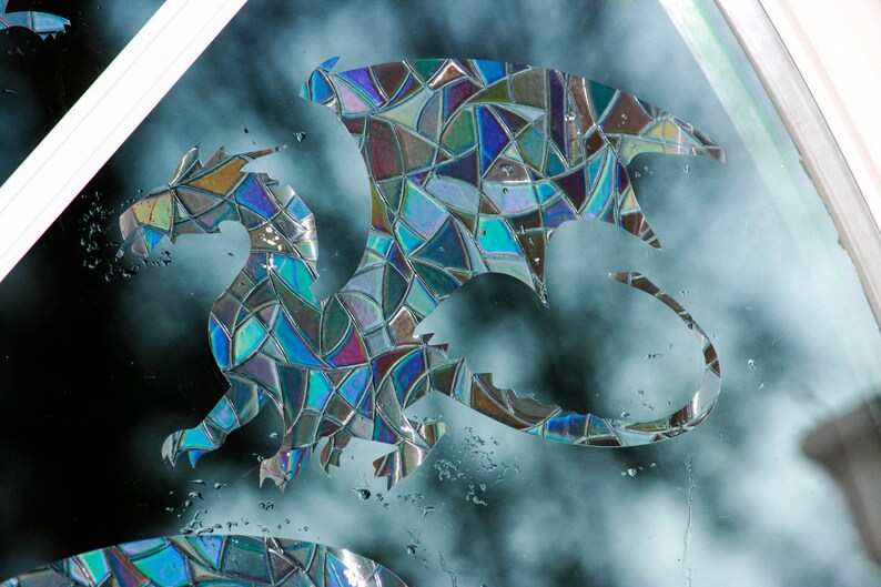 Dragons Window Cling. Fantasy Sun Catcher. Rainbow Prism Decoration. Static Clings. 10…, photo 3 of 10