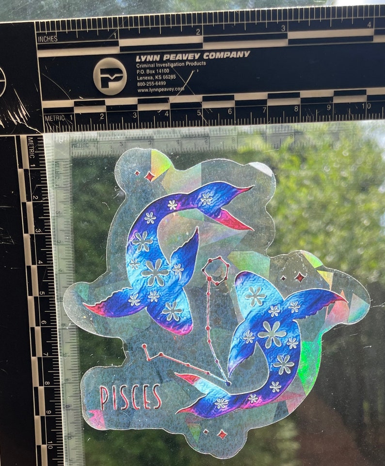 Pisces Zodiac Suncatcher: Rainbow Prismatic Window Sticker, photo 5 of 8