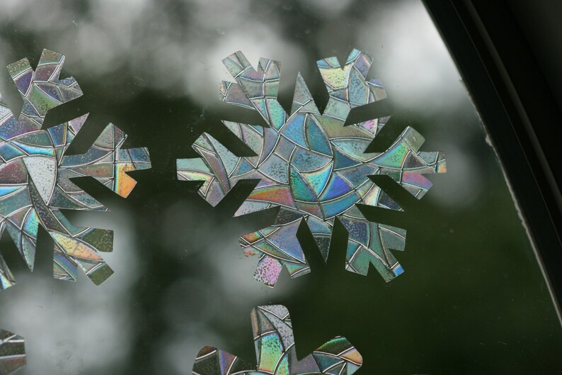 Snowflake Window Clings: Rainbow Prism Sun Catchers, Christmas Decor, photo 4 of 10