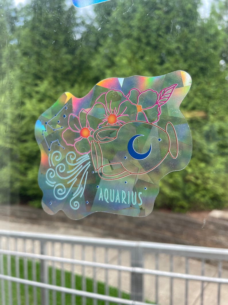 Aquarius Suncatcher: Holographic Rainbow Window Sticker, photo 4 of 10