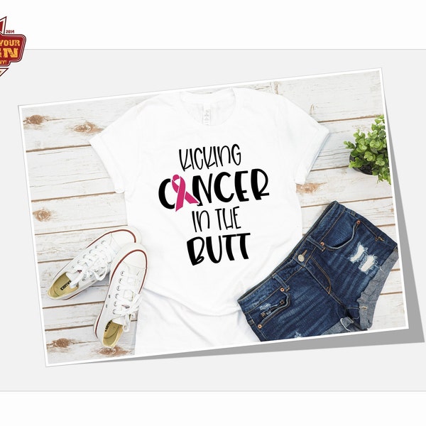 Kicking Cancer in the Butt Iron on Decal. DIY Shirt Decal. Humorous  Cancer Survivor/ Awareness Shirt with Color Choices.