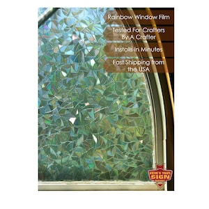 10 Pack Rainbow Window Film -LARGE Rolls. Decorative 3D /Holographic Window Decal. Self Adhe. Static Cling Privacy Film. Anti UV Glass Tint.