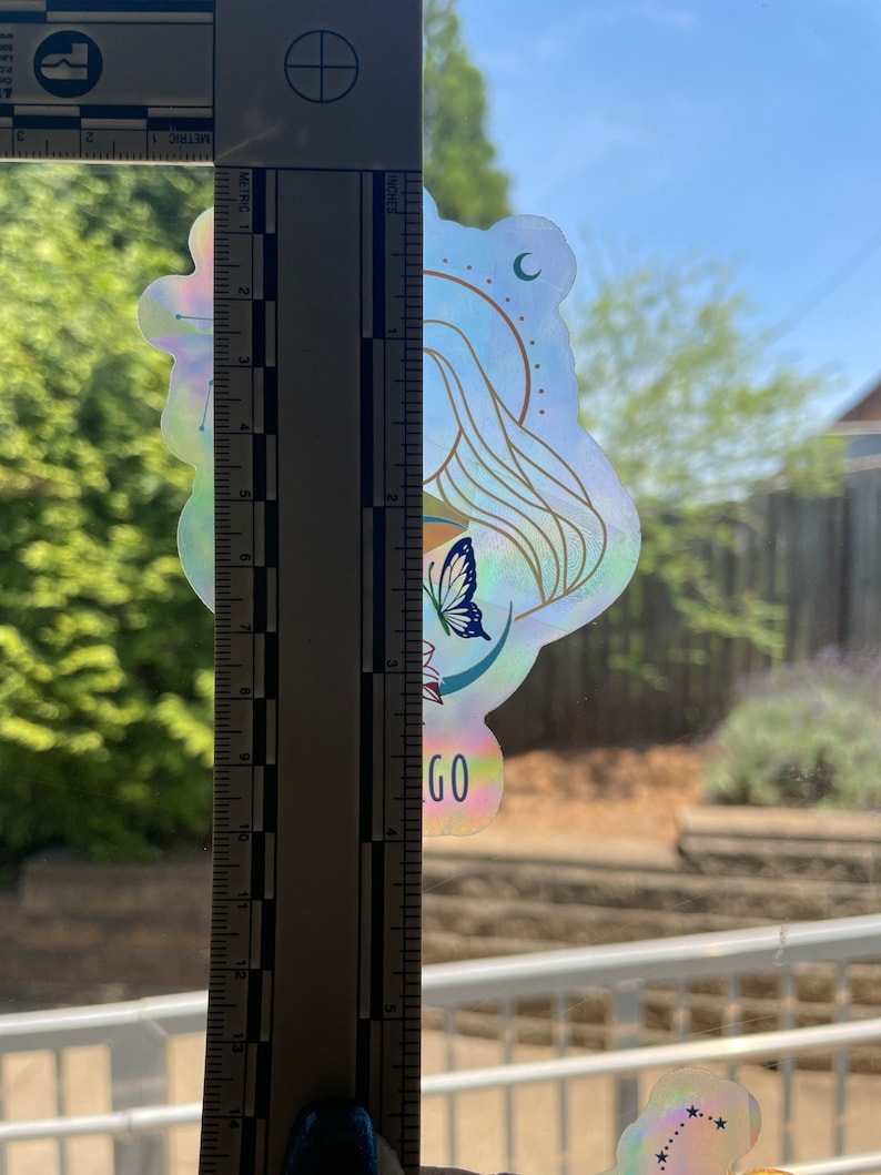Virgo Suncatcher: Holographic Rainbow Window Sticker, photo 8 of 8