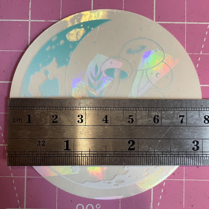 Mushroom Moon Suncatcher Sticker: Rainbow Prismatic Window Film (3 inch), photo 3 of 6