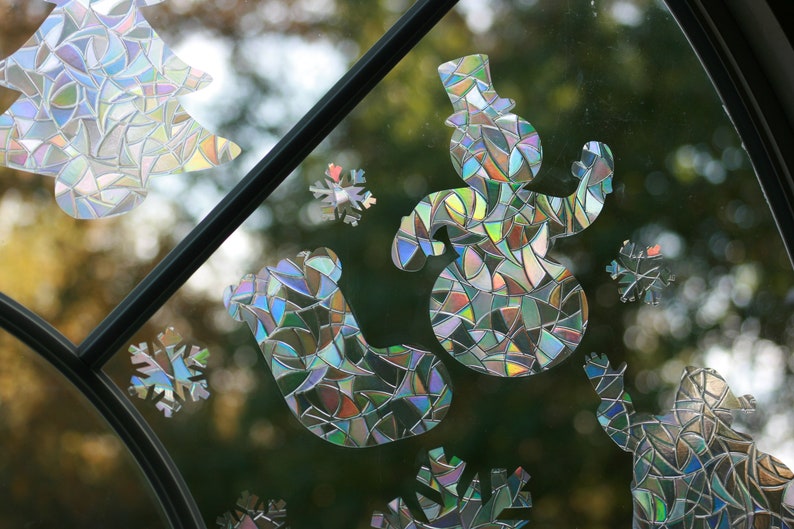 Santa Snowman Christmas Tree & More Shaped Window Clings. Sun Catcher. Rainbow Prism…, photo 2 of 10