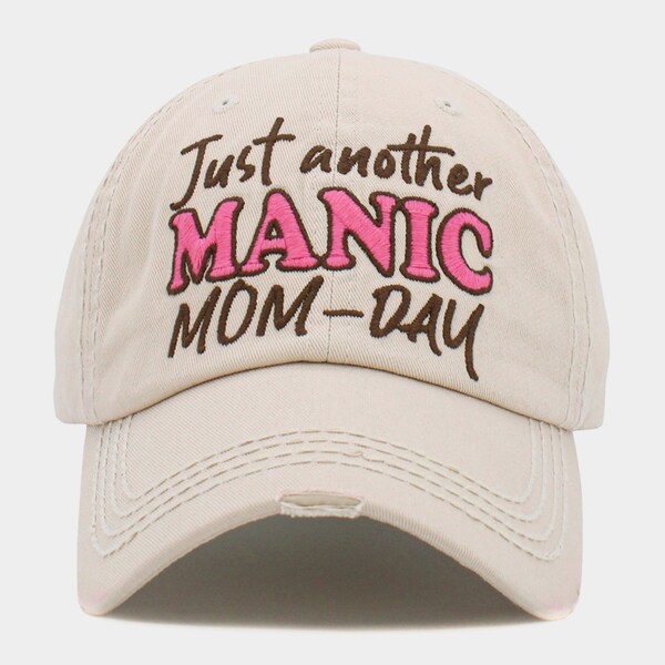 Just Another MANIC MOM-DAY Embroidered Adjustable Vintage Baseball Cap for Ladies, Gift for Mom, Mother's Day Gift