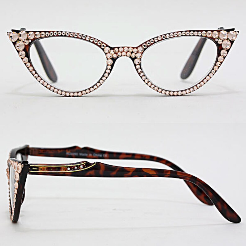 Cat Eye Reading Glasses made with Swarovski Crystals Etsy