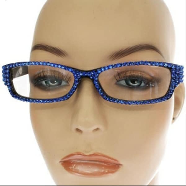 Swarovski Crystal Rectangle Rhinestone Cat Eye Reading Glasses for Women and Girls (Free Pen with Diamond Shaped Top)