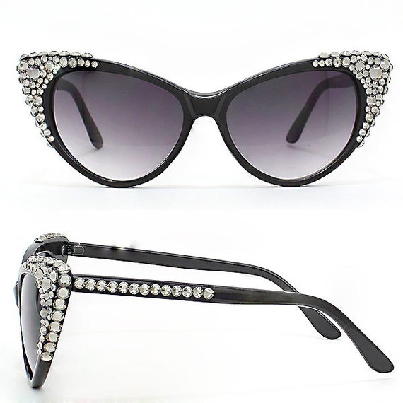 Cat Eye Sunglasses w/Embellished Corner | Etsy