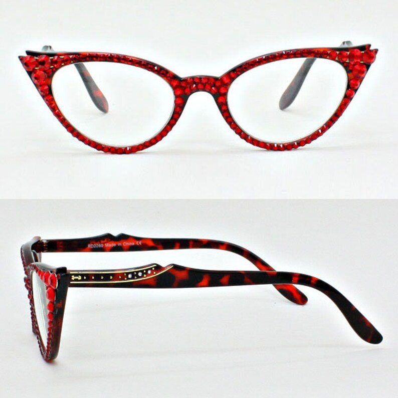Cat Eye Reading Glasses made with Swarovski Crystals Etsy