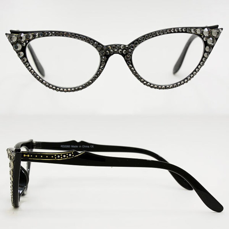 Cat Eye Reading Glasses made with Swarovski Crystals Etsy
