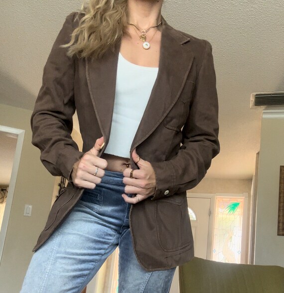 Vintage 70s Scotts Grey LTD Brown Suede Blazer Vintage Workwear Scotts Grey Blazer Mens Small womens Medium Made in Spain Etsy