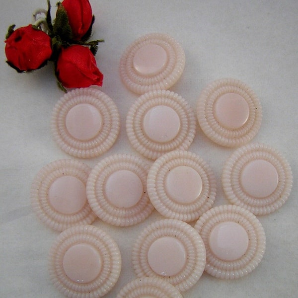 12 Matching, Palest Pink, Opaque Glass Buttons, Vintage, Great for Button Jewelry, Sewing & Knitting Projects