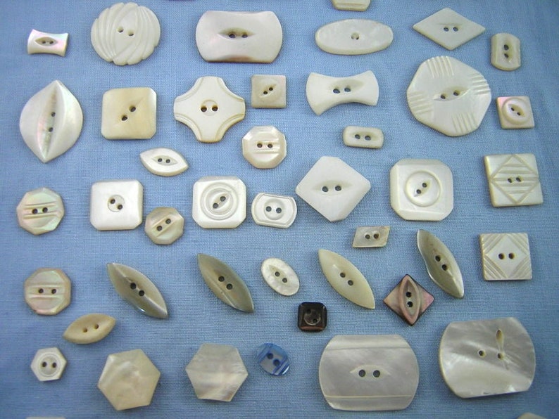 Create Pretty! Craft 50+ Mother of Pearl Sewing Buttons for Quilting No Round Buttons Sew-thru Style Shell BUTTONS: All Linear Shapes