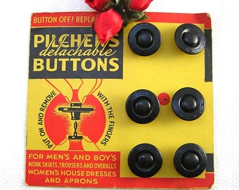 Pilcher's Detachable Buttons, Original Store Card, Bachelor Buttons, Greek Key Border, Replacement Buttons, Sewing Collectable, For Trousers