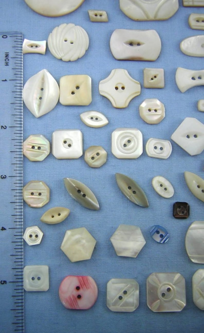 Create Pretty! Craft 50+ Mother of Pearl Sewing Buttons for Quilting No Round Buttons Sew-thru Style Shell BUTTONS: All Linear Shapes