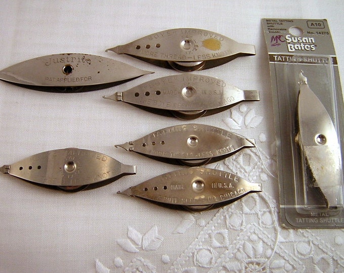 7 Vintage Metal Tatting Shuttles & Bobbins Justrite Boye Etsy