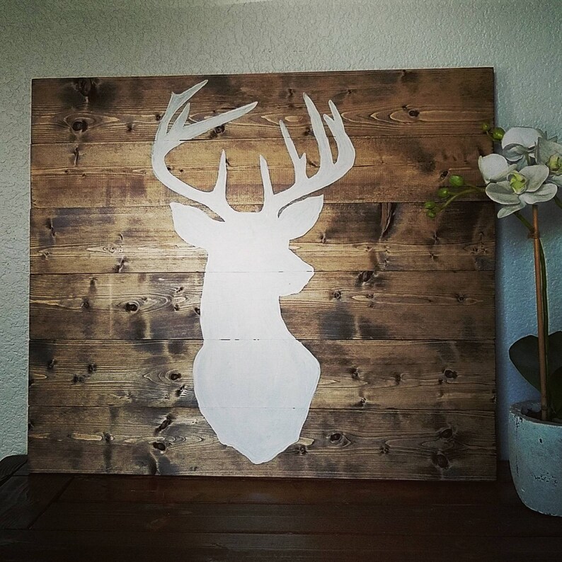 Wood pallet deer sign buck sign cabin sign deer silhouette Etsy