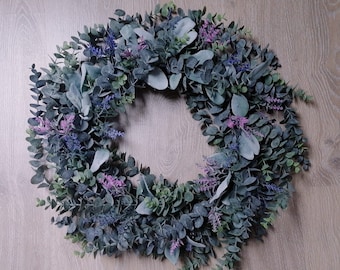 Front Door Wreath, Indoor Wreath, Eucalyptus Wreath Year around Wreath, New Home Door Wreath, Fern Wreath, Lavender Grasses Wreath, RTS