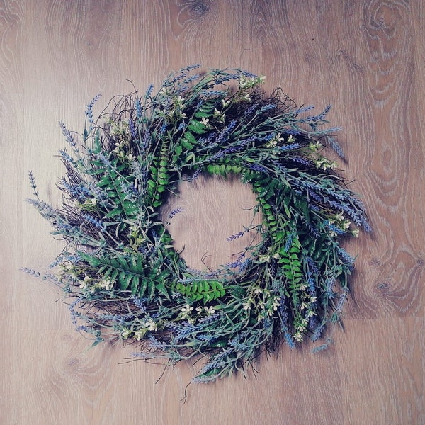 Lavender Wreath, Farmhouse Front Door Wreath, Extra large Wreath, Greenery Wreath, Year Round Wreath, Mothers Day, Farmhouse decor