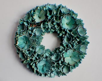 Paper Flower Wreath, Year Round Wreath, Front Door Wreath New Home Door Wreath Farmhouse Wreath, Farmhouse decor, Blue Wreath Ready to Ship