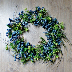 Blueberry Wreath, Large Wreath, Year Round Wreath, Spring Wreath Summer Wreath, Door Wreath, Farmhouse decor, Farmhouse wreath