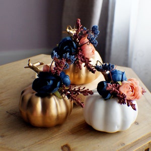 Set of 3 Pumpkin arrangement, Pumpkin Arrangement, Fall Floral, Thanksgiving Centerpiece Fall Centerpiece, Farmhouse decor image 1