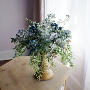 Christmas Country Style half sphere,Eucalyptus flowers, soft green foliage, Christmas decor, Farmhouse flowers, Farmhouse Christmas