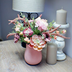 Ready To Ship Silk flower arrangement, Succulent Field Flowers Arrangement Spring Easter Summer Fall Mothers Floral Table Centerpiece