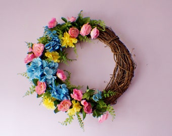 RTS Front Door Wreath, Spring Wreath, Summer Wreath, Hydrangea Wreaths, Roses Wreath, Tulip Wreath, Year Round Wreath