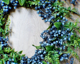 Blueberry Wreath, Large Wreath, Year Round Wreath, Spring Wreath Summer Wreath, Door Wreath, Farmhouse decor, Farmhouse wreath