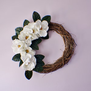 Magnolia Wreath, Year Round Magnolia Leaf Wreath, Front Door Wreath, New Home Door Wreath, Magnolia Leaf and Flower Wreaths,  Ready to Ship