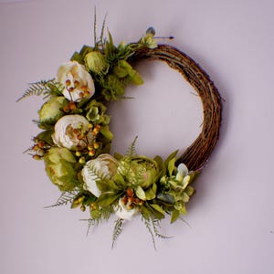 Peony Wreath, Farmhouse Front Door Wreath, Peony Wreath, Spring Summer Wreath, Everyday Greenery Wreath, Simple Wreath