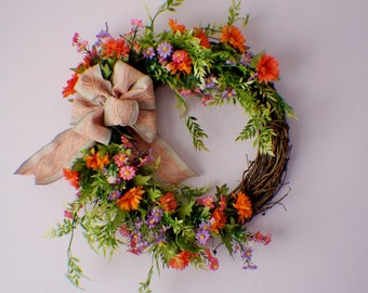 Door Wreath, Front Door Wreath, Daisy Wreath, Year Round Wreath, Fall Door Wreaths, Mothers Day, Ready to Ship