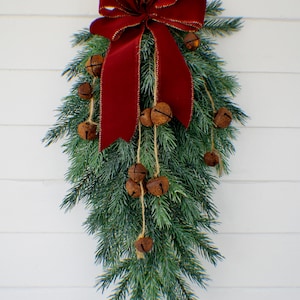 Christmas Garland, Christmas Arrangement, Christmas Wreath, Door Wreath, Fireplace Swag Jingle Bells Christmas Gift