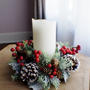 Farmhouse Christmas Arrangement, Winter Centerpiece, Table Decor, Christmas Greenery Christmas Arrangement Juniper Berries Ready to Ship
