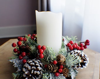 Farmhouse Christmas Arrangement, Winter Centerpiece, Table Decor, Christmas Greenery Christmas Arrangement Juniper Berries Ready to Ship