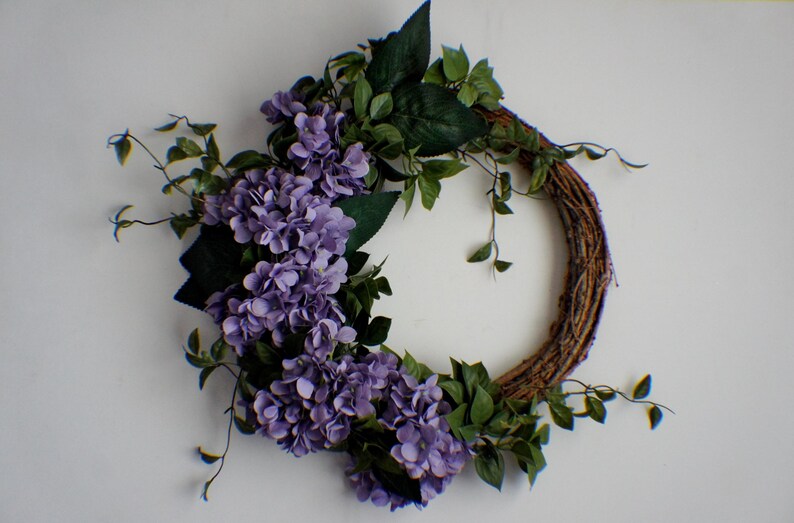 Hydrangea Front Door Wreath: Purple Floral Wedding Decor image 3