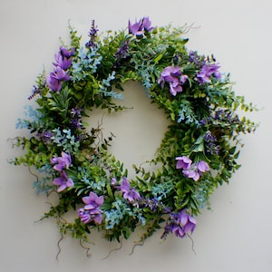 Door Wreath, Spring Eucalyptus Fern Wreath, Front Door Wreath, New Home Door Wreath, Greenery Wreaths, Ready to Ship